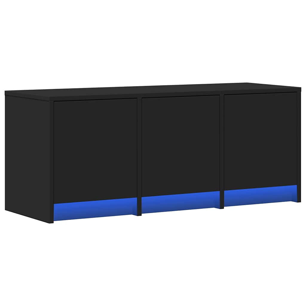 Fekete szerelt fa TV-szekrény LED-ekkel 97 x 34 x 50 cm 5