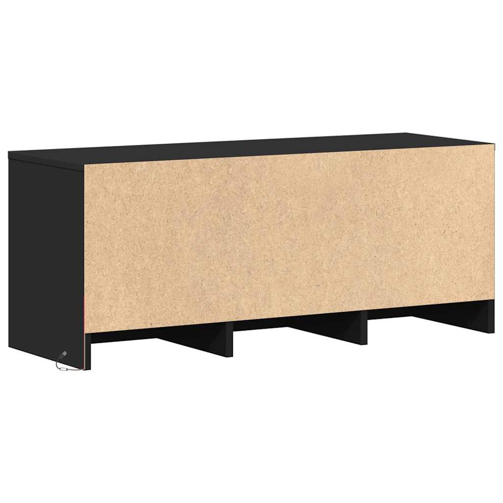 Fekete szerelt fa TV-szekrény LED-ekkel 97 x 34 x 50 cm 7