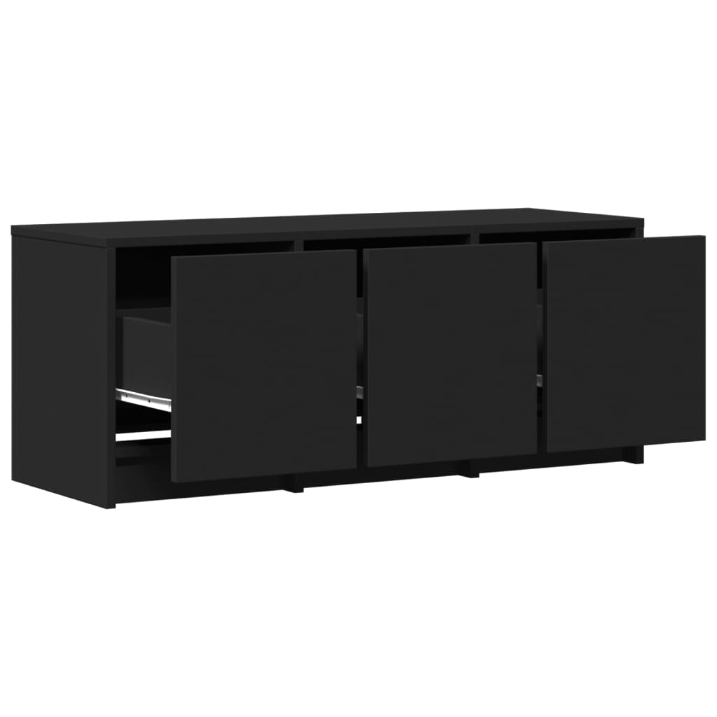 Fekete szerelt fa TV-szekrény LED-ekkel 97 x 34 x 50 cm 12