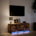 Füstös tölgy színű szerelt fa TV-szekrény LED-del 97x34x40 cm 4