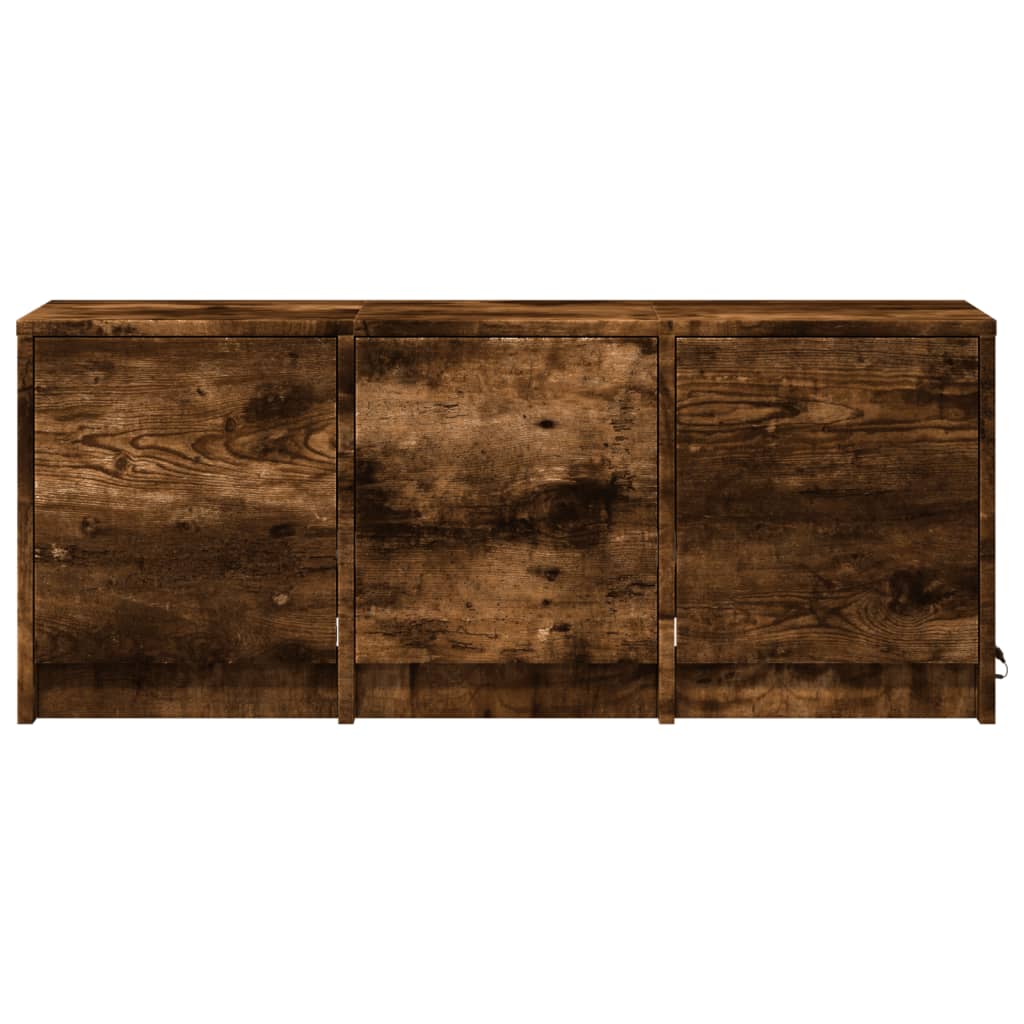 Füstös tölgy színű szerelt fa TV-szekrény LED-del 97x34x40 cm 6