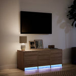 Barna tölgy színű szerelt fa TV-szekrény LED-del 97x34x40 cm 4