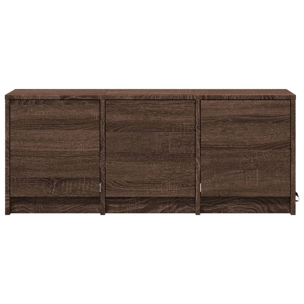 Barna tölgy színű szerelt fa TV-szekrény LED-del 97x34x40 cm 6