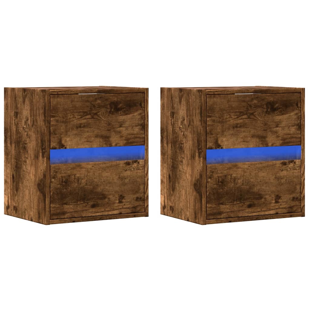 2 db füstös tölgy fali TV-szekrény LED-ekkel 41 x 31 x 45 cm 3