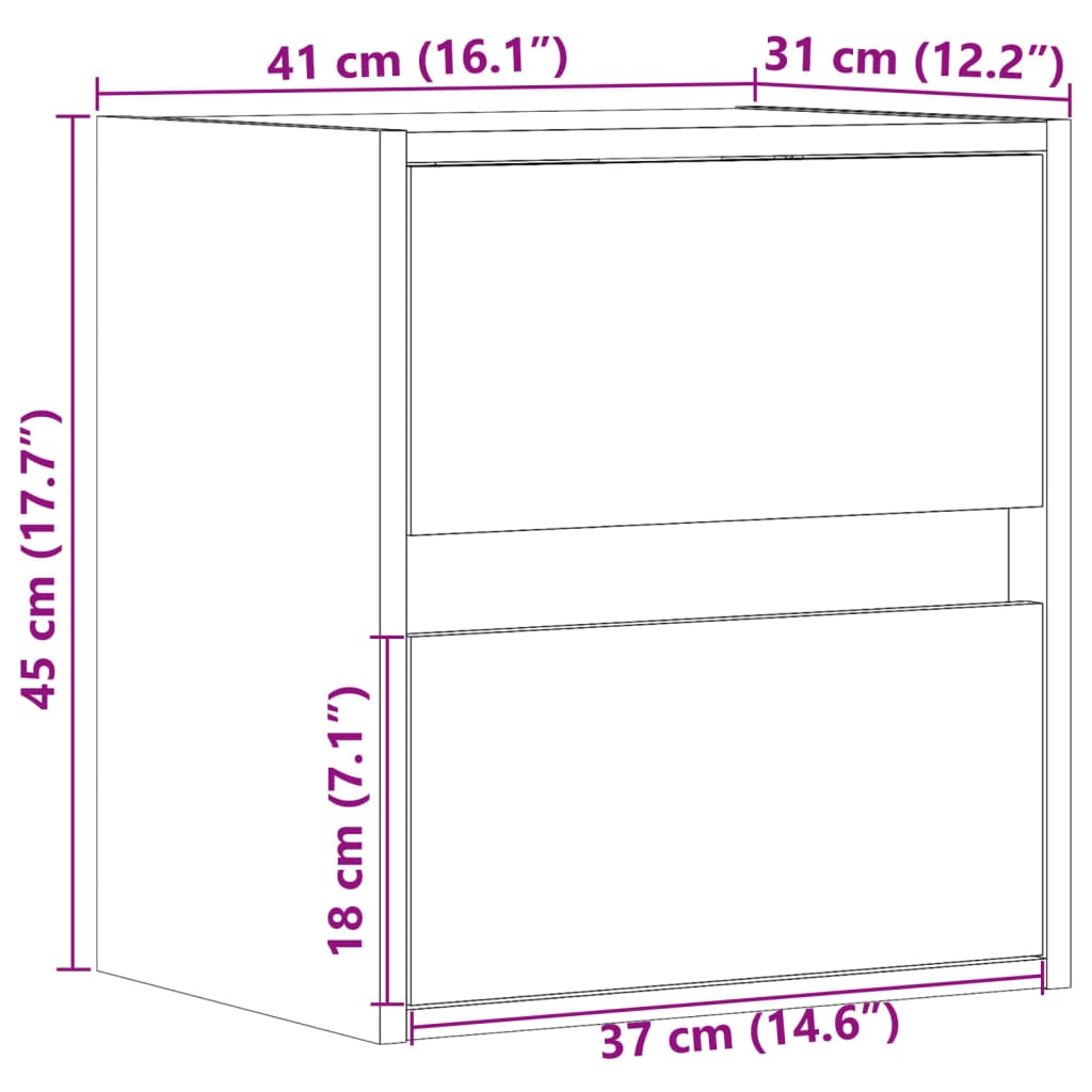 2 db füstös tölgy fali TV-szekrény LED-ekkel 41 x 31 x 45 cm 15