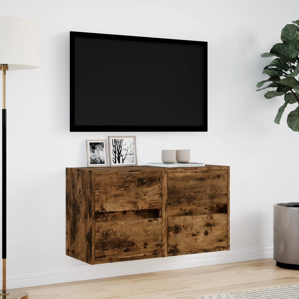 2 db füstös tölgy fali TV-szekrény LED-ekkel 41 x 31 x 45 cm 4