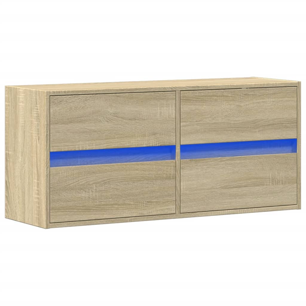 Sonoma tölgy színű fali TV-szekrény LED-ekkel 100x31x45 cm 3