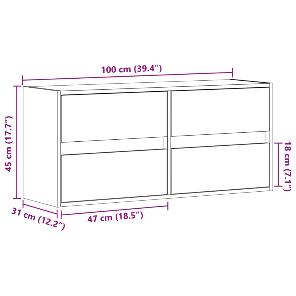 Sonoma tölgy színű fali TV-szekrény LED-ekkel 100x31x45 cm 15