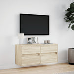 Sonoma tölgy színű fali TV-szekrény LED-ekkel 100x31x45 cm 4