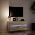 Sonoma tölgy színű fali TV-szekrény LED-ekkel 100x31x45 cm 5