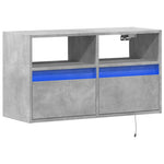 Betonszürke falra szerelhető TV-szekrény LED-del 80x31x45 cm 3