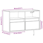 Betonszürke falra szerelhető TV-szekrény LED-del 80x31x45 cm 16