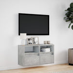 Betonszürke falra szerelhető TV-szekrény LED-del 80x31x45 cm 4
