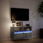 Betonszürke falra szerelhető TV-szekrény LED-del 80x31x45 cm 5