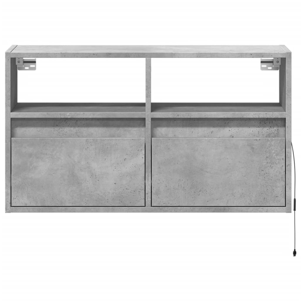 Betonszürke falra szerelhető TV-szekrény LED-del 80x31x45 cm 6