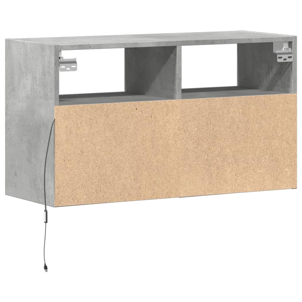 Betonszürke falra szerelhető TV-szekrény LED-del 80x31x45 cm 8
