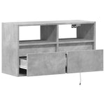 Betonszürke falra szerelhető TV-szekrény LED-del 80x31x45 cm 9