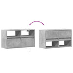 Betonszürke falra szerelhető TV-szekrény LED-del 80x31x45 cm 10