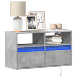 Betonszürke falra szerelhető TV-szekrény LED-del 80x31x45 cm