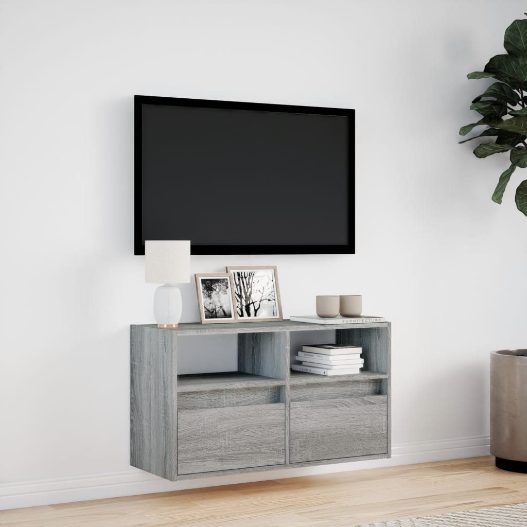 Szürke sonoma színű fali TV-szekrény LED-del 80 x 31 x 45 cm 4