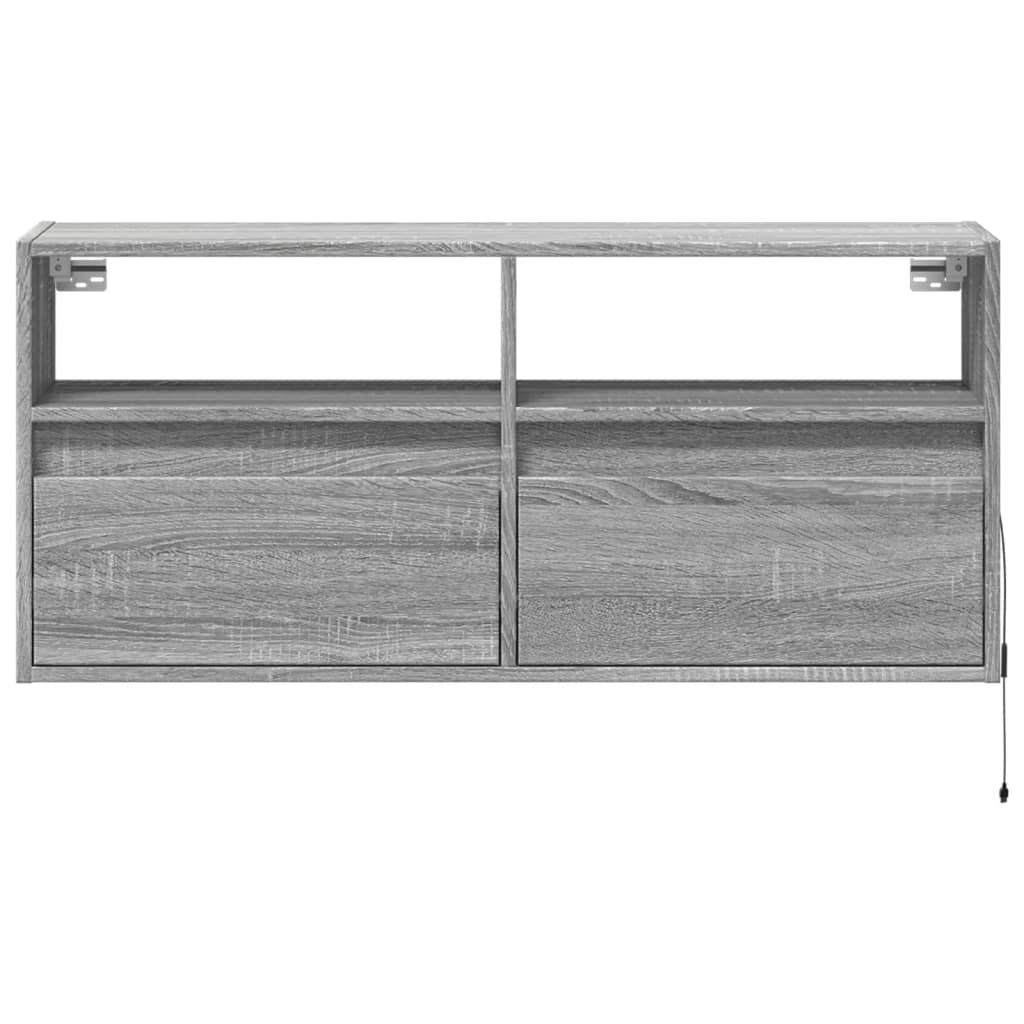 Szürke sonoma színű fali TV-szekrény LED-del 100x31x45 cm 6