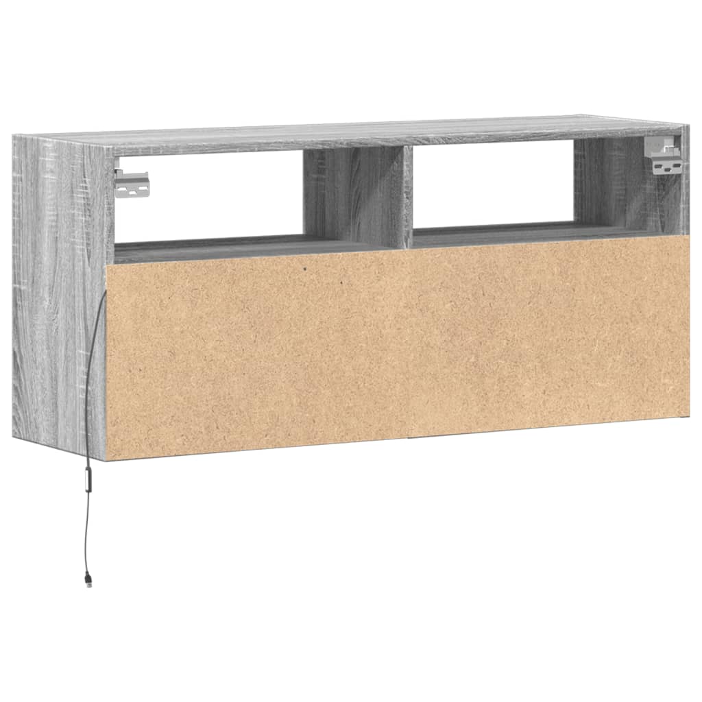 Szürke sonoma színű fali TV-szekrény LED-del 100x31x45 cm 8