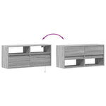 Szürke sonoma színű fali TV-szekrény LED-del 100x31x45 cm 10