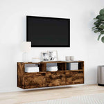 Füstös tölgy színű fali TV-szekrény LED-ekkel 130x31x45 cm 4