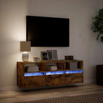 Füstös tölgy színű fali TV-szekrény LED-ekkel 130x31x45 cm 5
