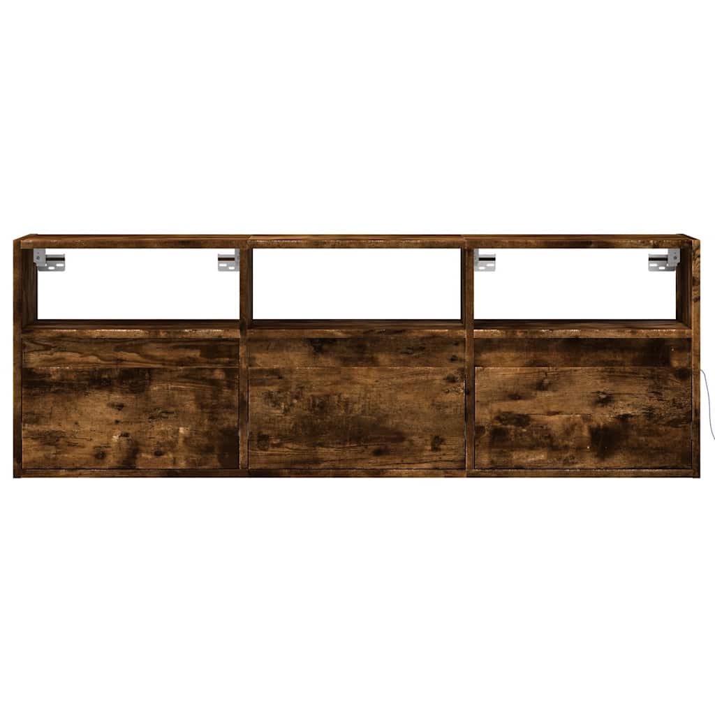 Füstös tölgy színű fali TV-szekrény LED-ekkel 130x31x45 cm 6