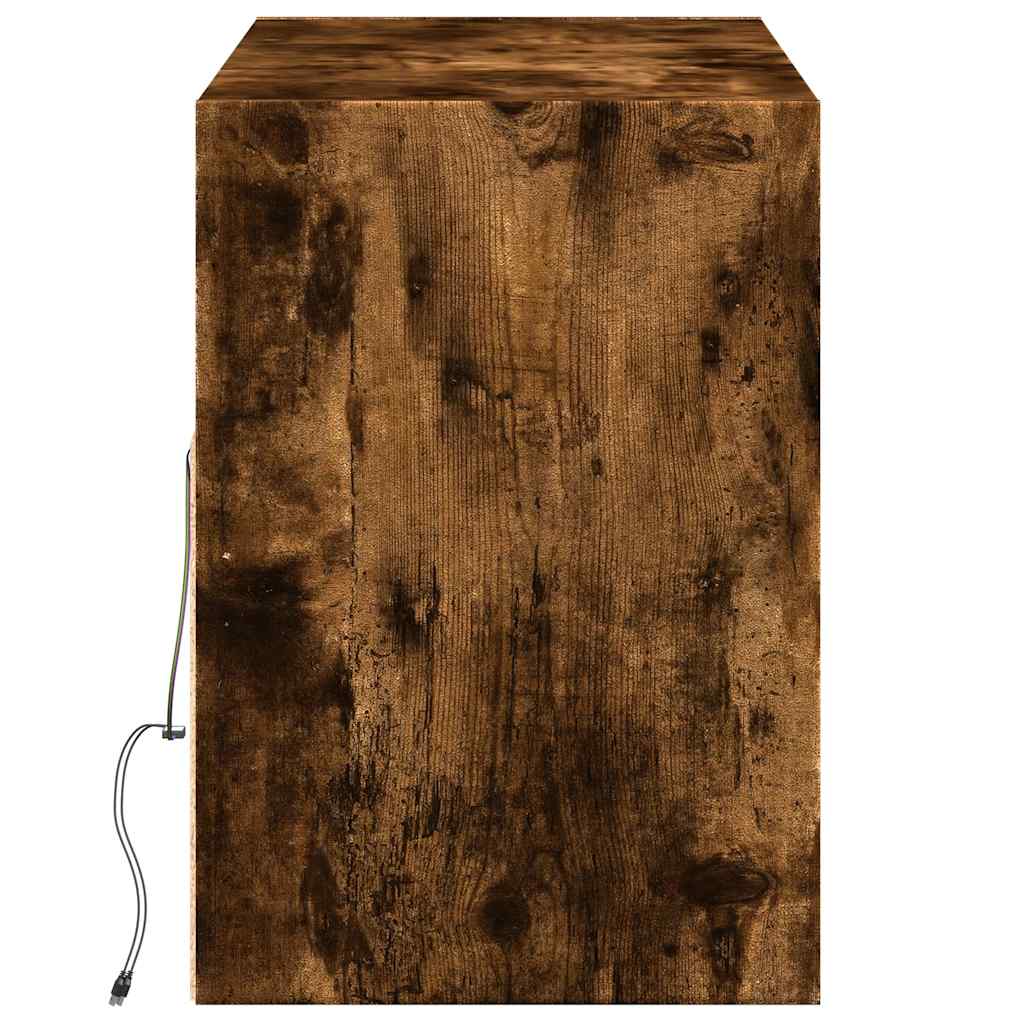 Füstös tölgy színű fali TV-szekrény LED-ekkel 130x31x45 cm 7