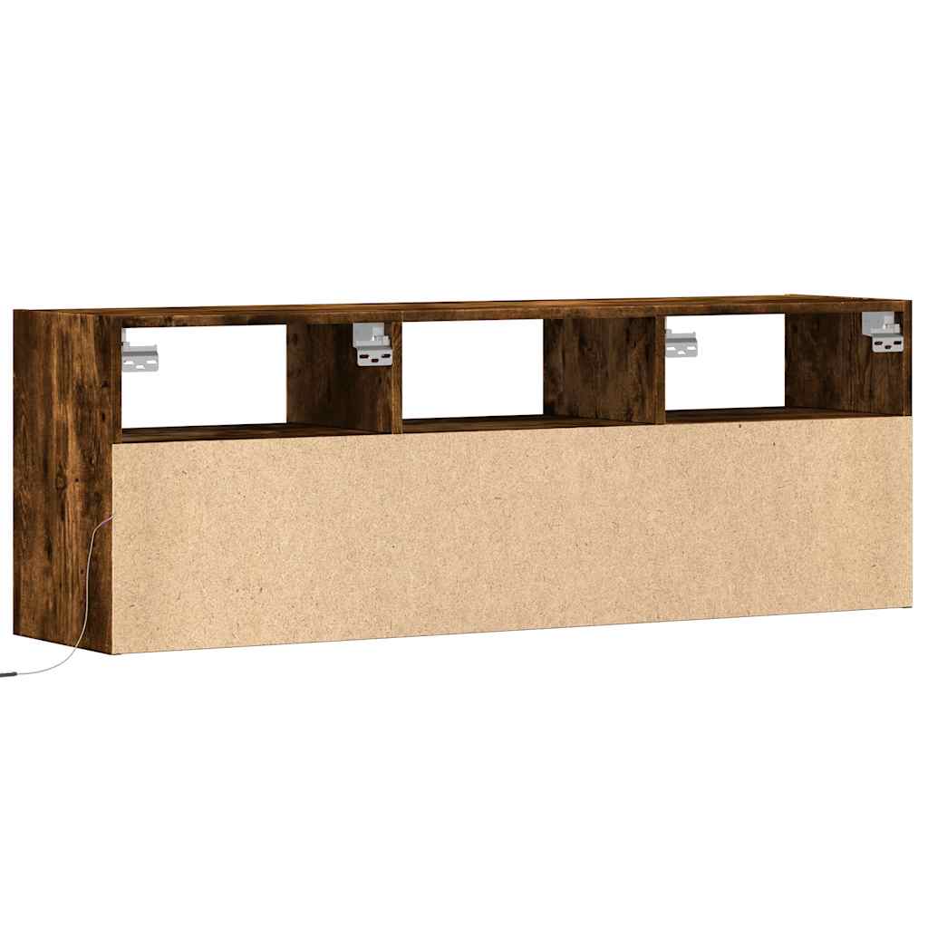 Füstös tölgy színű fali TV-szekrény LED-ekkel 130x31x45 cm 8