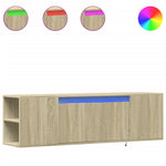 Sonoma tölgy színű fali TV-szekrény LED-ekkel 135x31x39,5 cm 2