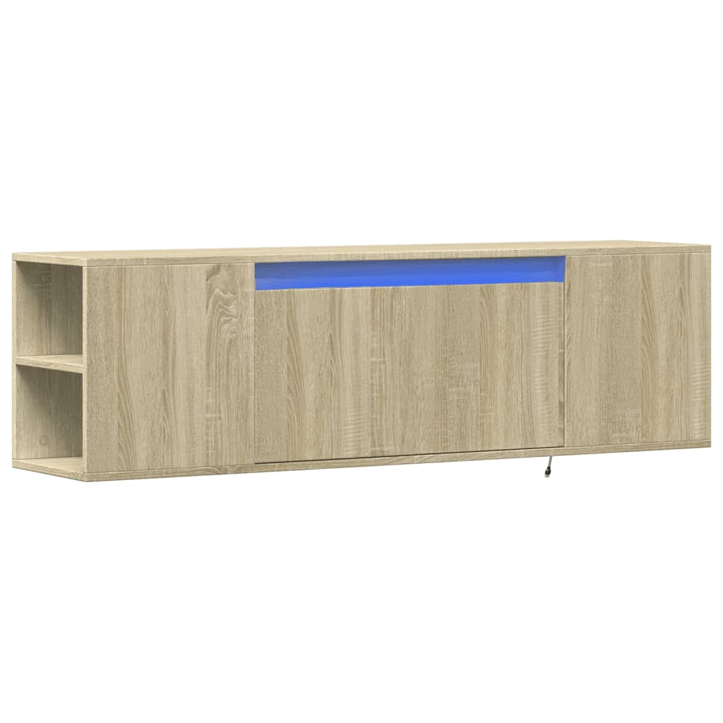 Sonoma tölgy színű fali TV-szekrény LED-ekkel 135x31x39,5 cm 3
