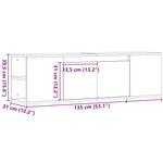 Sonoma tölgy színű fali TV-szekrény LED-ekkel 135x31x39,5 cm 15
