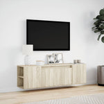 Sonoma tölgy színű fali TV-szekrény LED-ekkel 135x31x39,5 cm 4