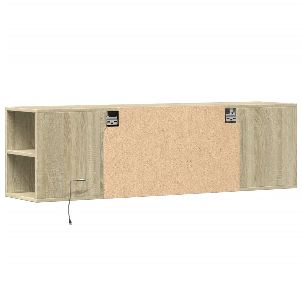 Sonoma tölgy színű fali TV-szekrény LED-ekkel 135x31x39,5 cm 8