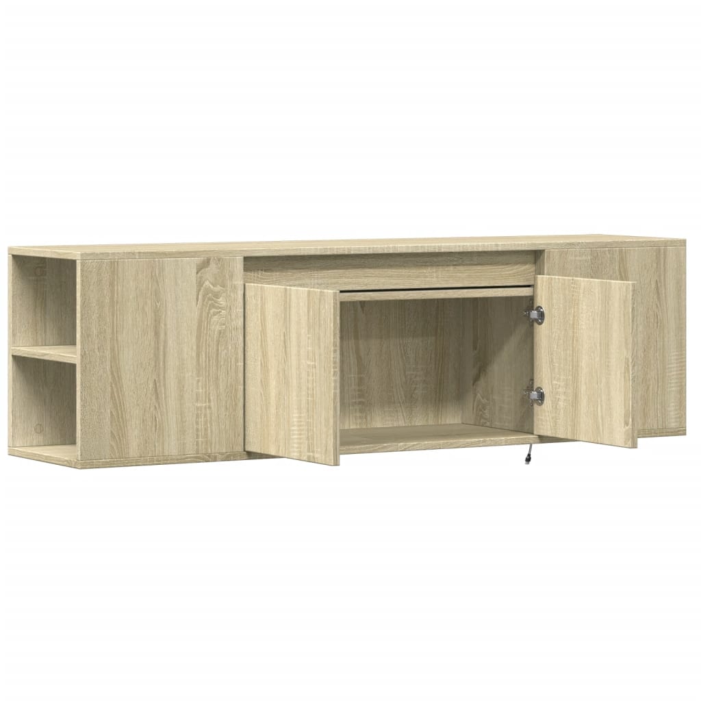 Sonoma tölgy színű fali TV-szekrény LED-ekkel 135x31x39,5 cm 9
