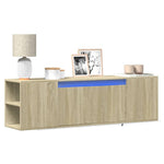 Sonoma tölgy színű fali TV-szekrény LED-ekkel 135x31x39,5 cm