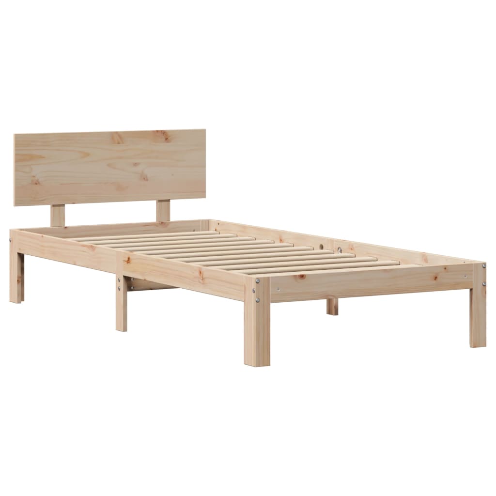Tömör fenyőfa ágykeret fejtámlával 90 x 200 cm 7