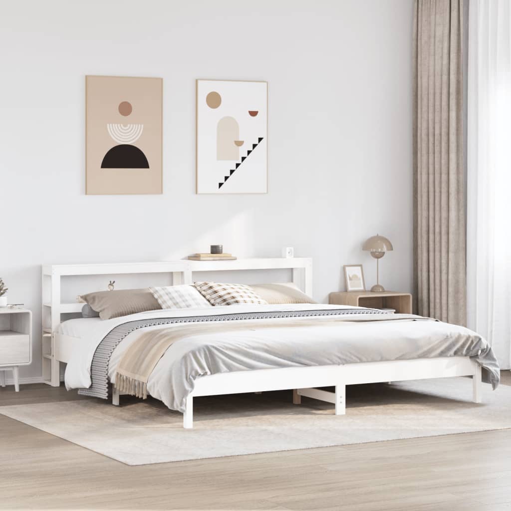 Fehér tömör fenyőfa ágy matrac nélkül 180 x 200 cm