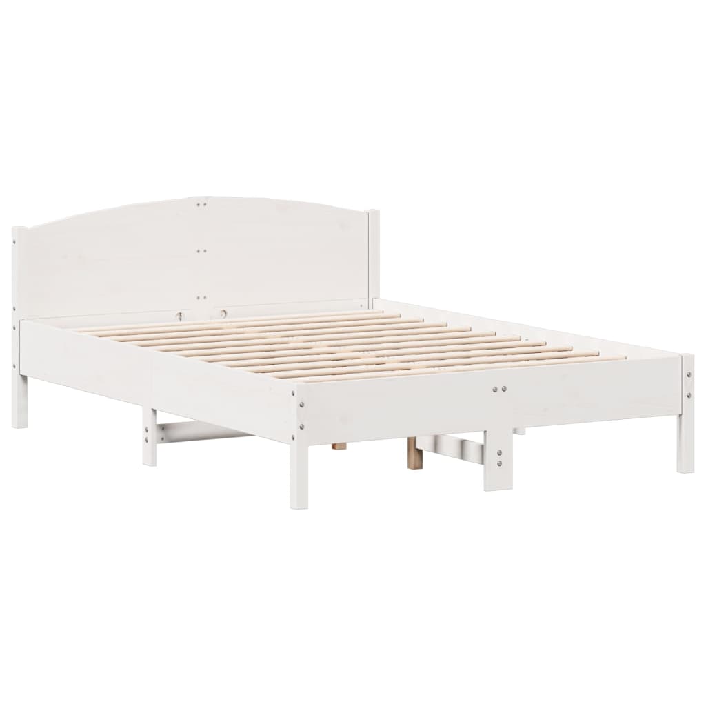 Fehér tömör fenyőfa ágy matrac nélkül 120 x 200 cm 7