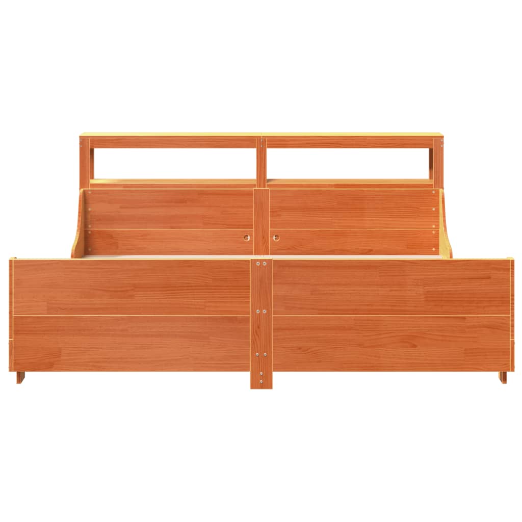 Viaszbarna tömör fenyőfa ágy matrac nélkül 200 x 200 cm 4
