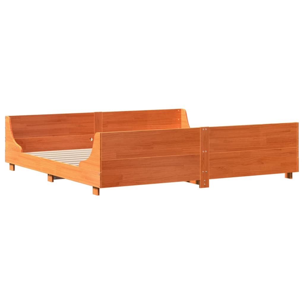 Viaszbarna tömör fenyőfa ágy matrac nélkül 200 x 200 cm 5