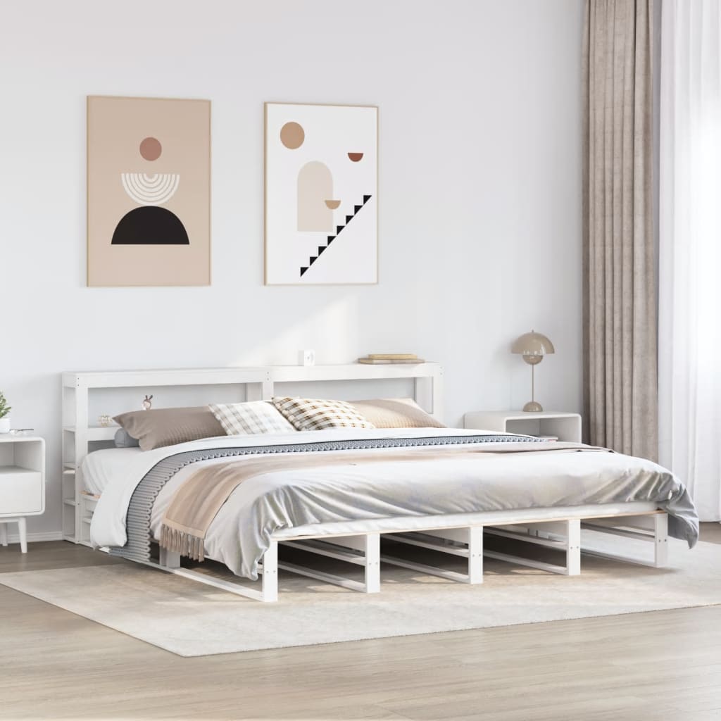 Fehér tömör fenyőfa ágy matrac nélkül 180 x 200 cm