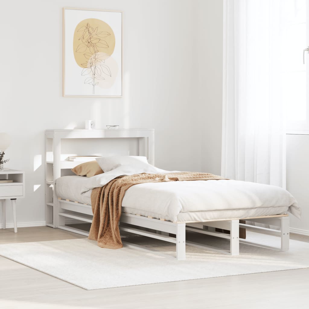 Fehér tömör fenyőfa ágy matrac nélkül 75 x 190 cm