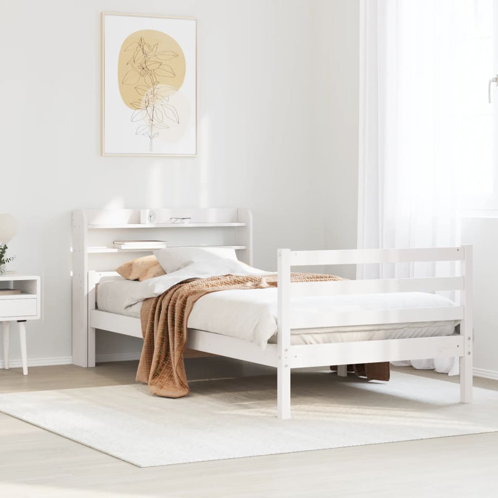 Fehér ágykeret fejtámlával matrac nélkül 100x200 cm