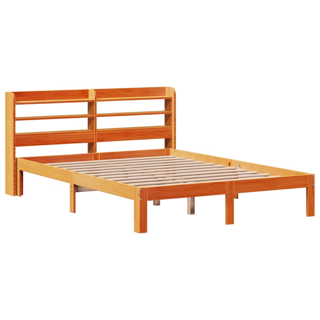 Viaszbarna tömör fenyőfa ágy matrac nélkül 120 x 190 cm 3
