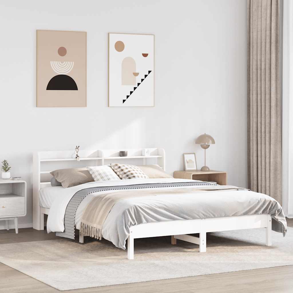 Fehér tömör fenyőfa ágy matrac nélkül 140 x 200 cm
