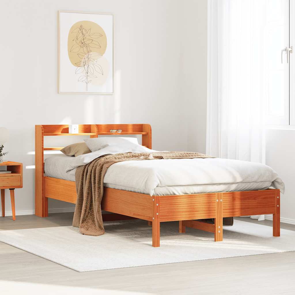 Viaszbarna tömör fenyőfa ágy matrac nélkül 100 x 200 cm